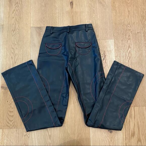 Dolls Kill - The Kript Kalki Vegan Leather Pants with Circular Top Stitching - Picture 7 of 11